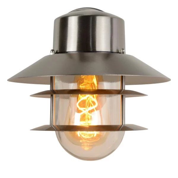 Lucide ZICO - Wandlamp Binnen/Buiten - 1xE27 - IP44 - Mat chroom - detail 2